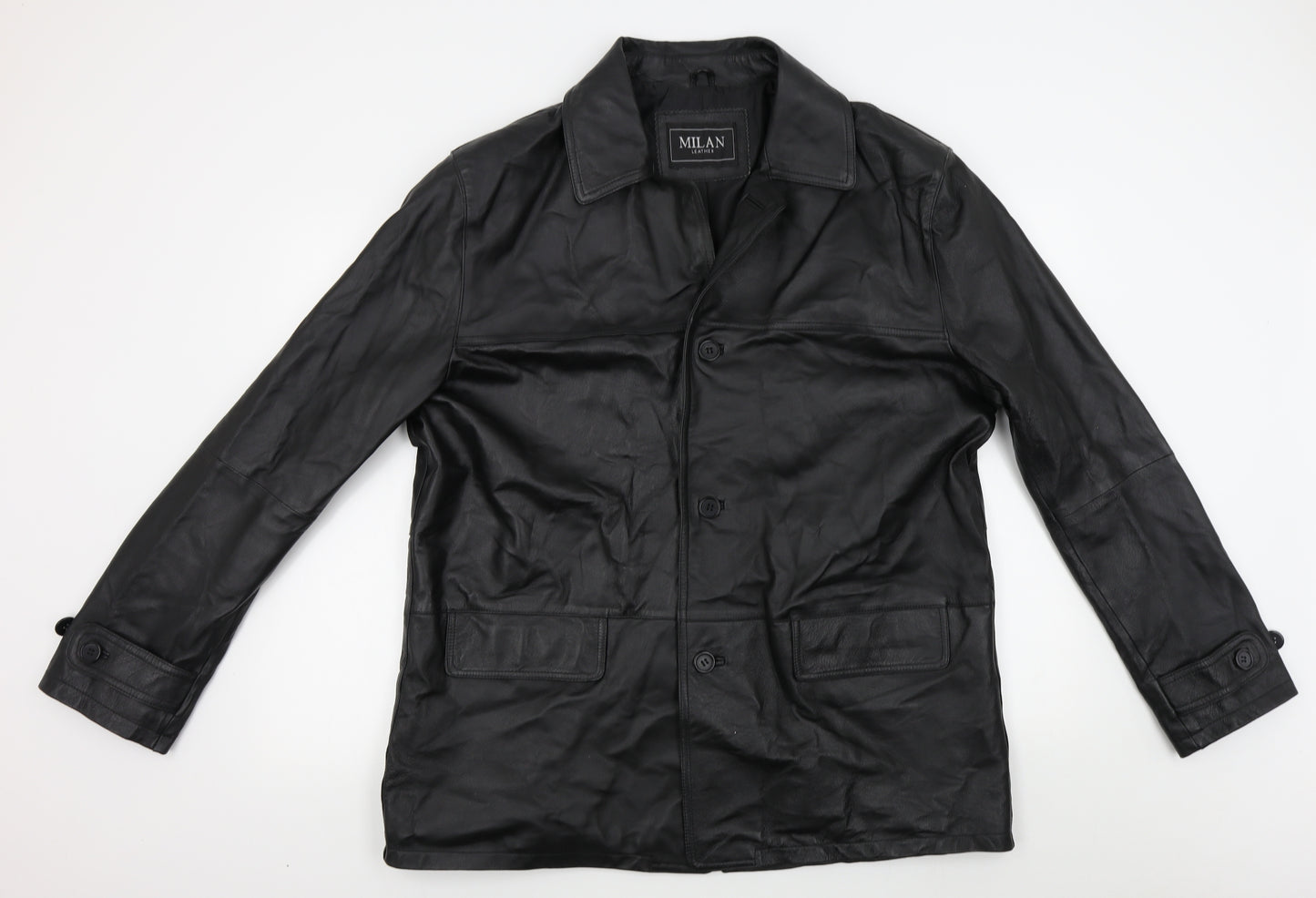 Milan Mens Black   Overcoat Coat Size L