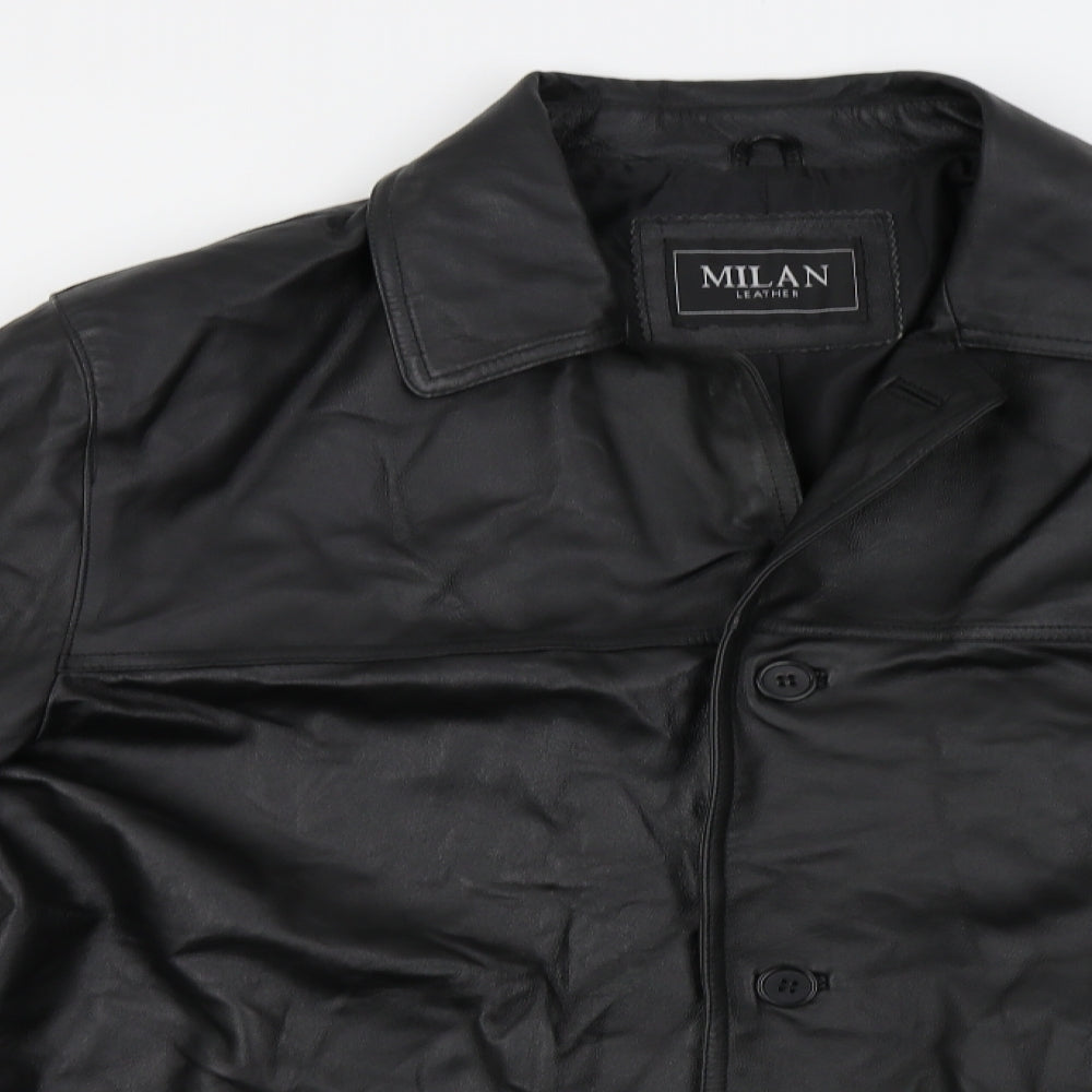 Milan Mens Black   Overcoat Coat Size L