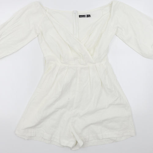 Boohoo Womens White   Romper One-Piece Size 8