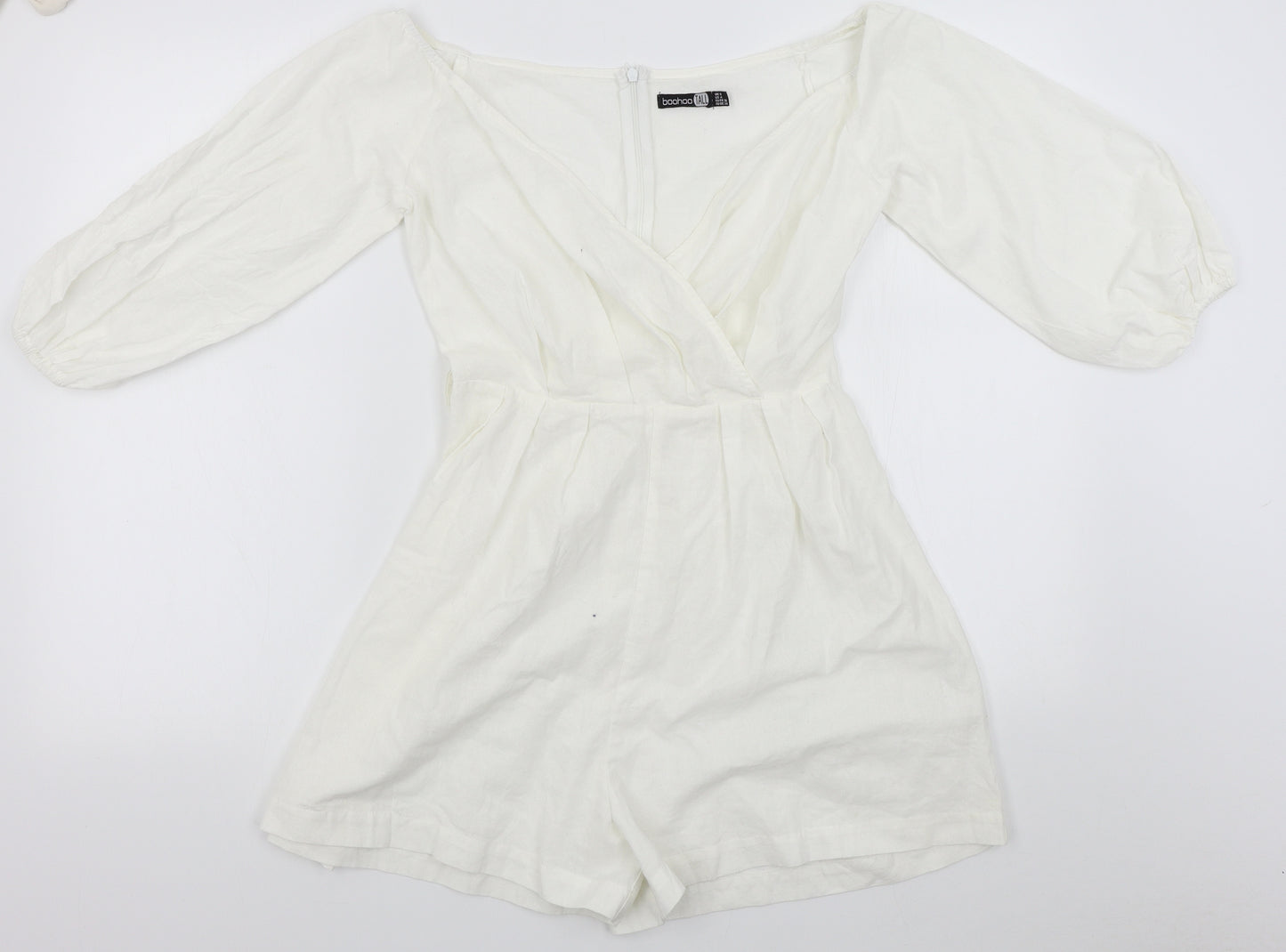 Boohoo Womens White   Romper One-Piece Size 8
