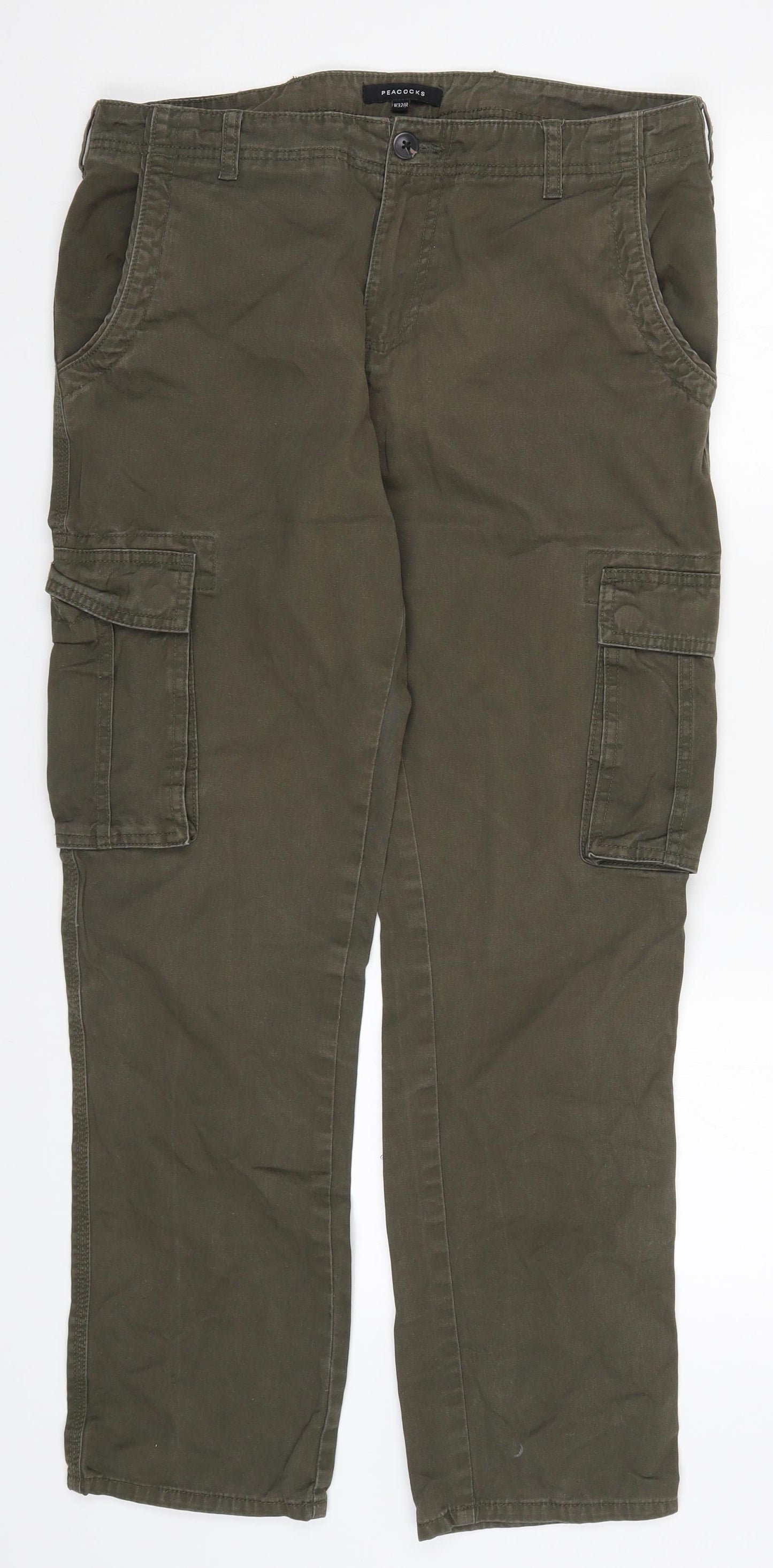 Peacocks Mens Green   Cargo Trousers Size 32 L29 in