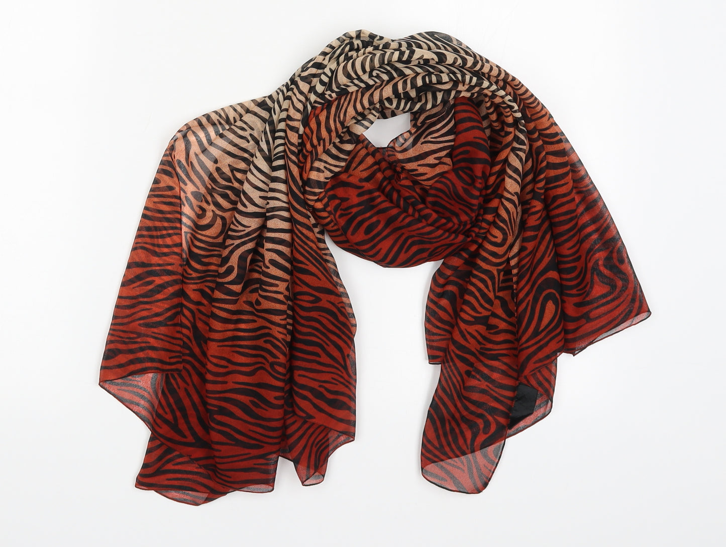 Preworn Womens Orange Animal Print   Scarf   - Tiger Print