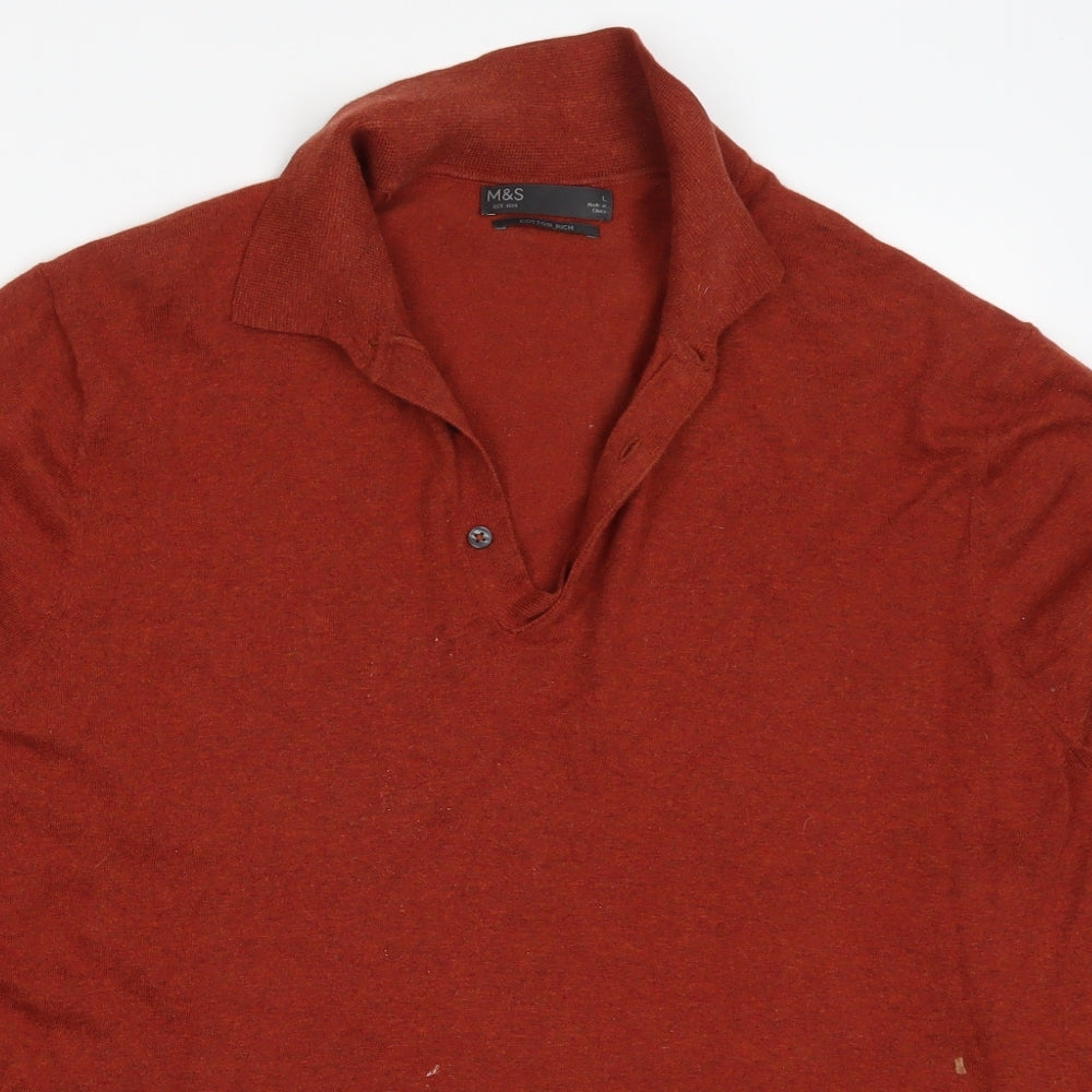Marks and Spencer Mens Orange   Pullover Jumper Size L