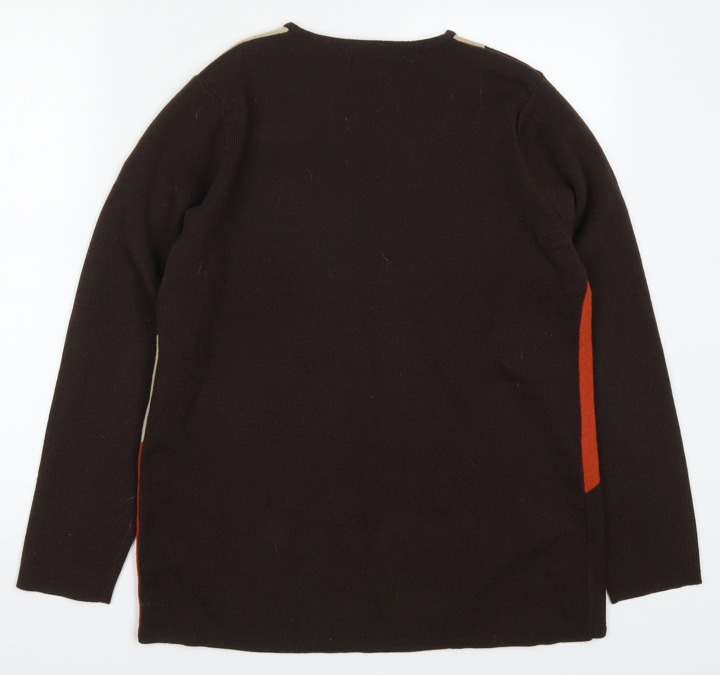 Berkertex Womens Blue Geometric Knit Pullover Jumper Size 14  - Orange