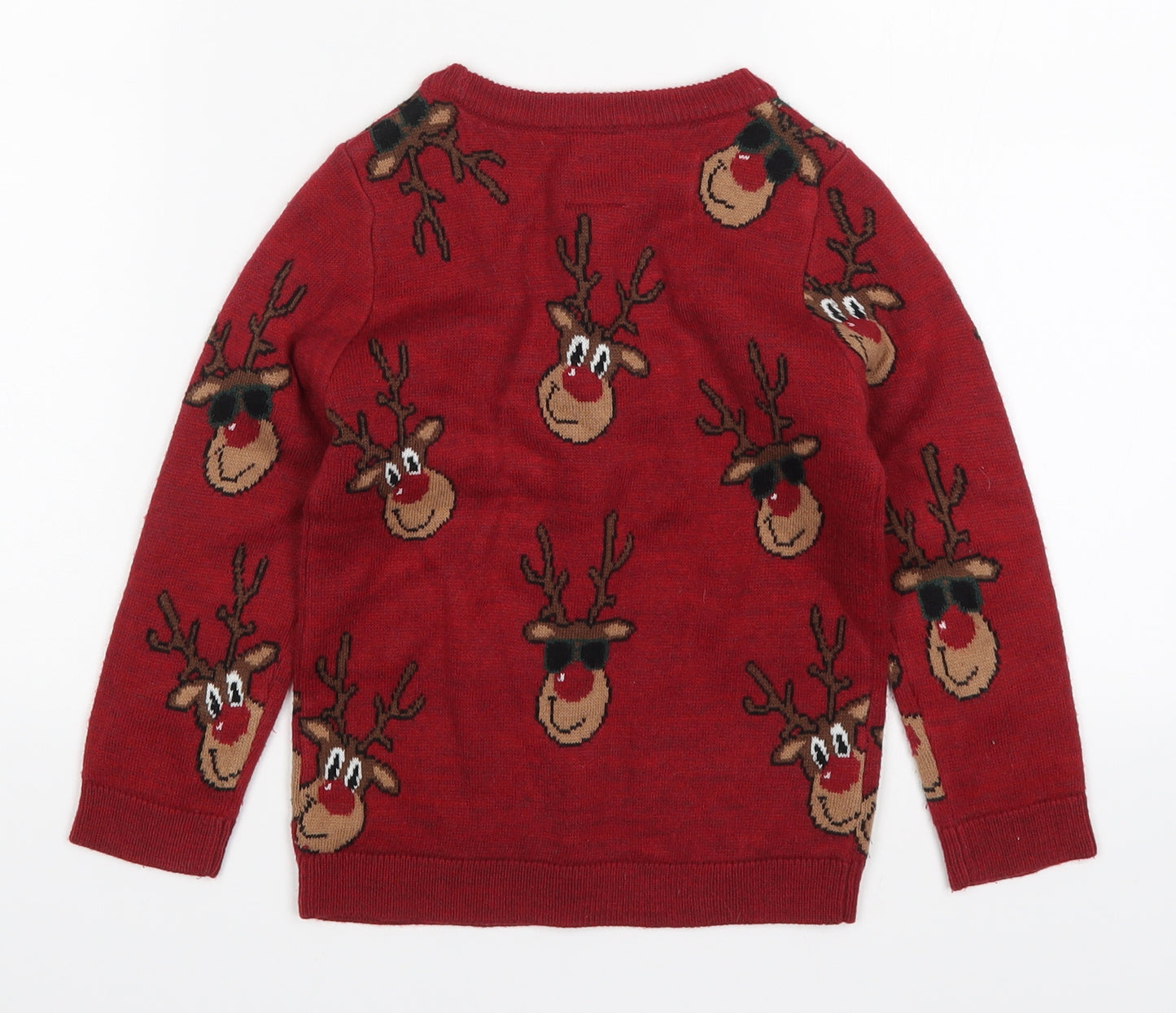 George Boys Red   Pullover Jumper Size 5-6 Years  - Rudolph