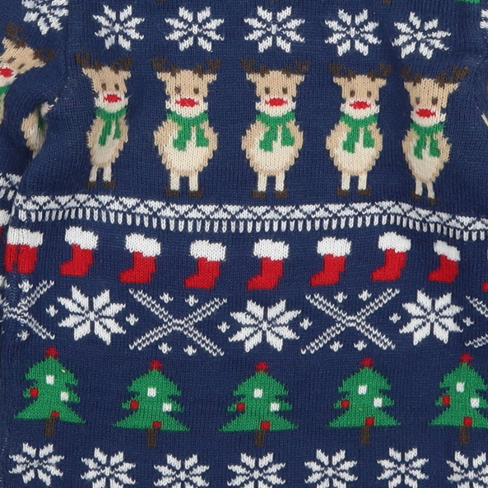 Nutmeg Boys Blue   Pullover Jumper Size 2-3 Years  - Christmas Prints