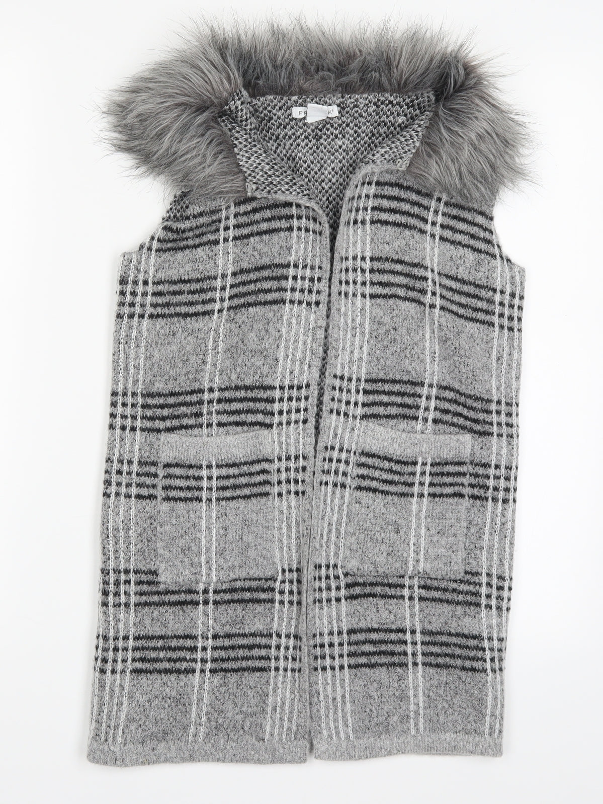 Primark Girls Grey Check  Cardigan Jumper Size 8-9 Years
