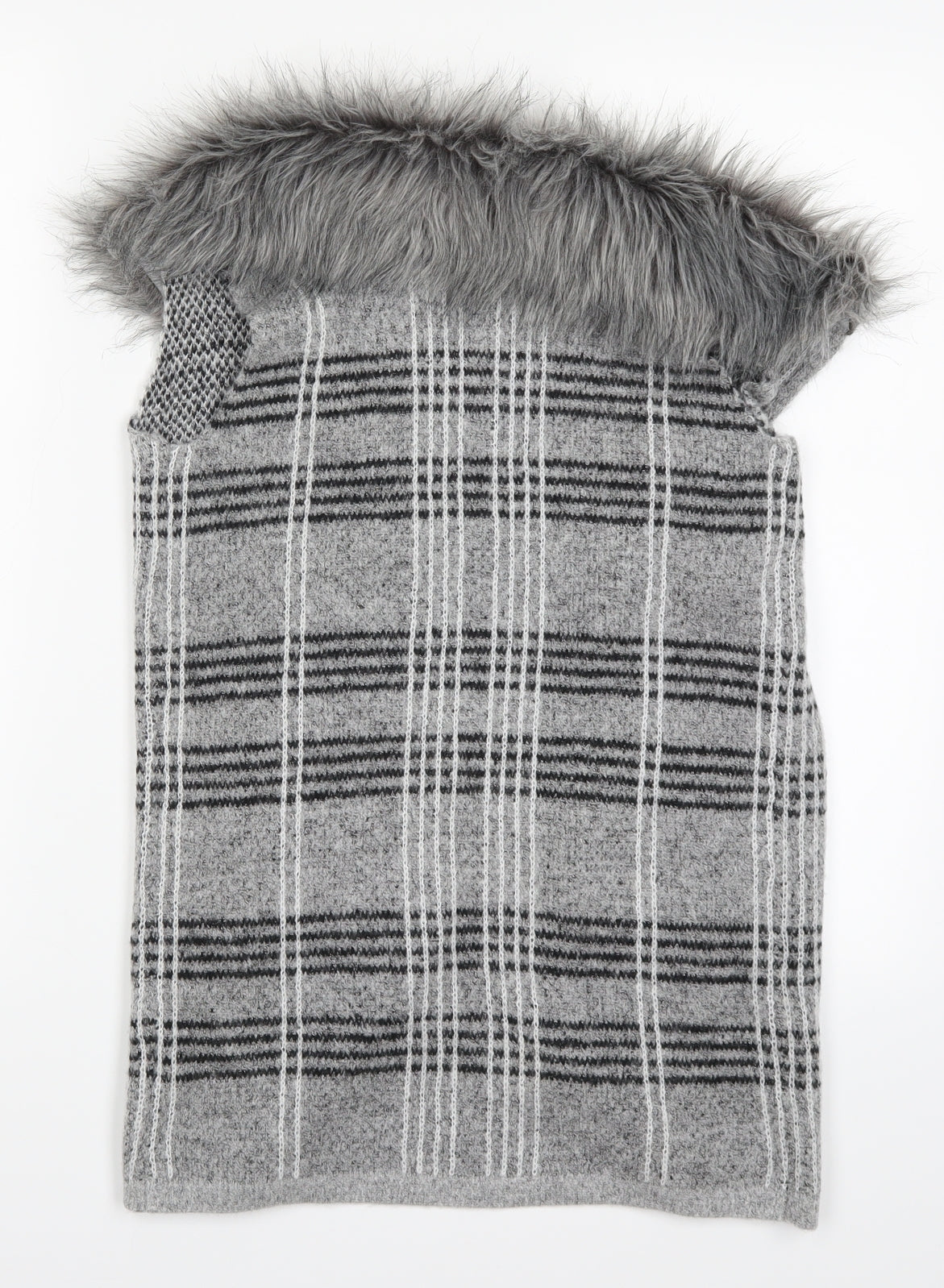 Primark Girls Grey Check  Cardigan Jumper Size 8-9 Years