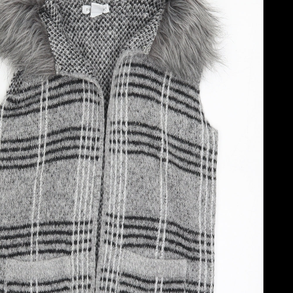 Primark Girls Grey Check  Cardigan Jumper Size 8-9 Years