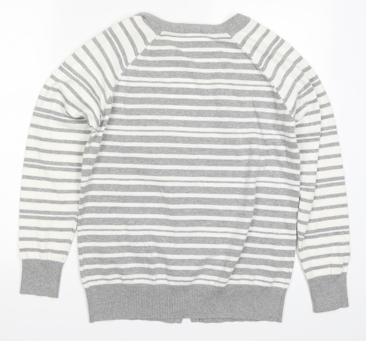 Evie Womens Grey Striped Knit Cardigan Jumper Size 14