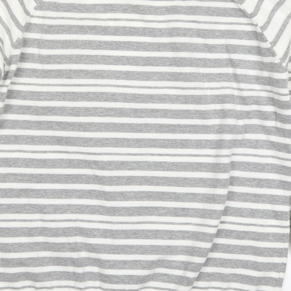 Evie Womens Grey Striped Knit Cardigan Jumper Size 14