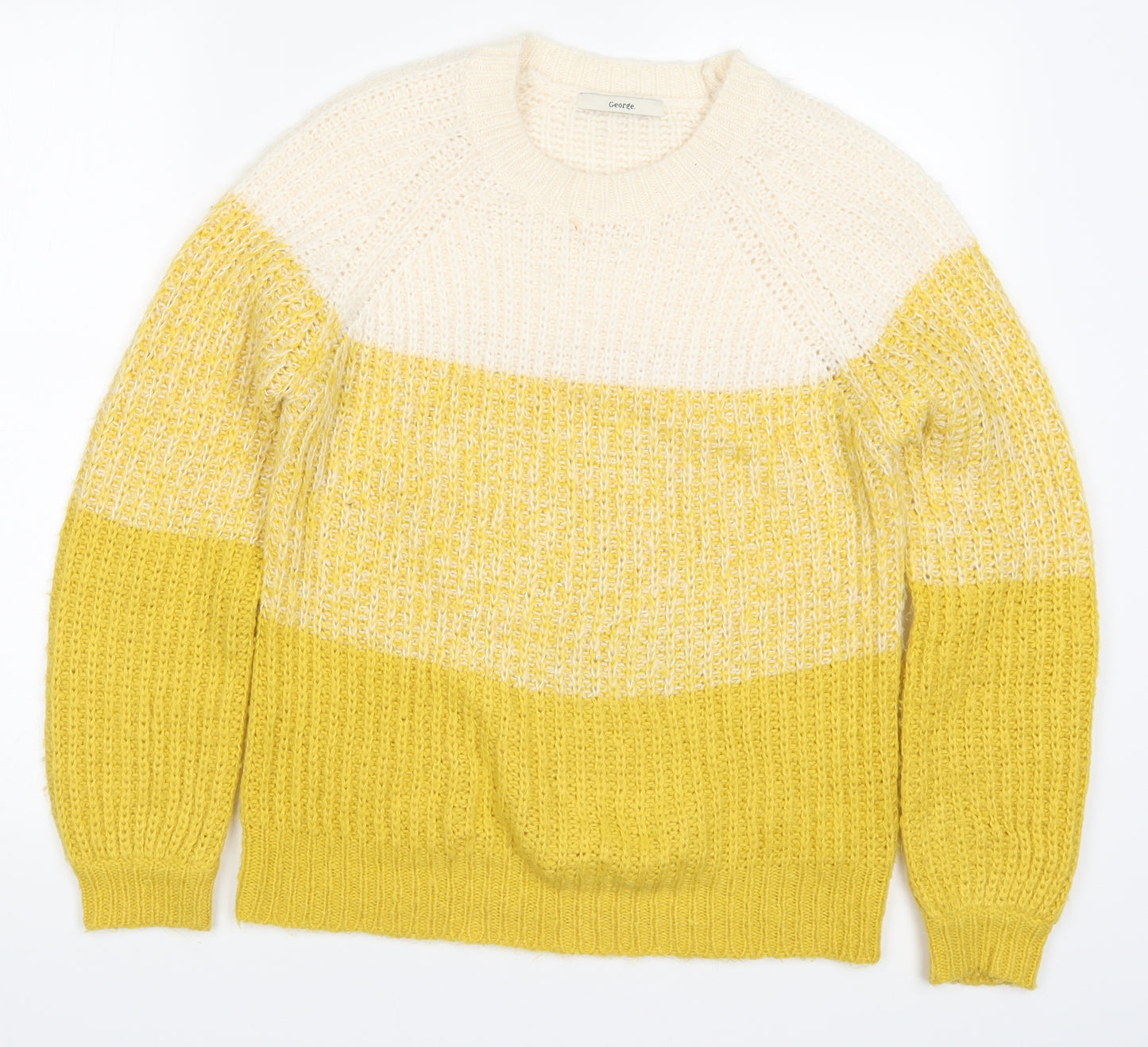 George Womens Yellow Striped Knit Pullover Jumper Size S