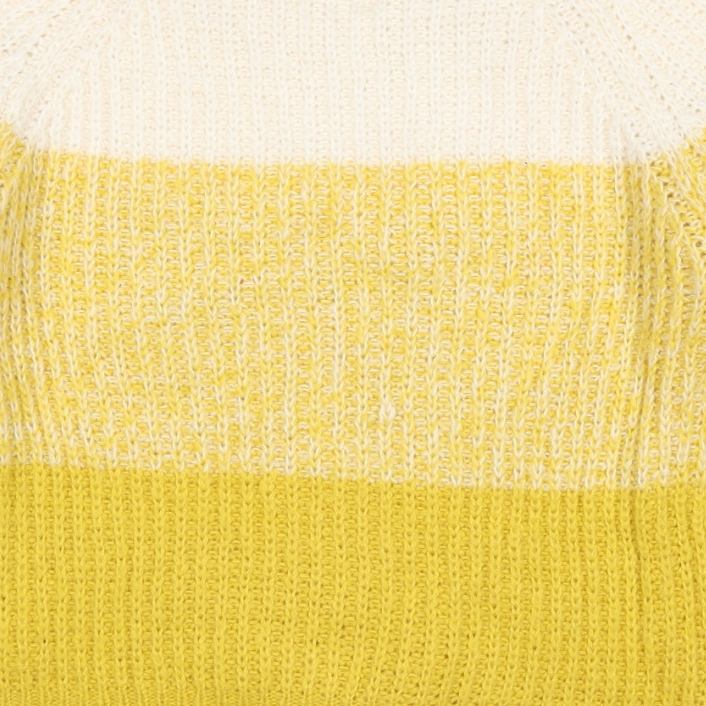 George Womens Yellow Striped Knit Pullover Jumper Size S