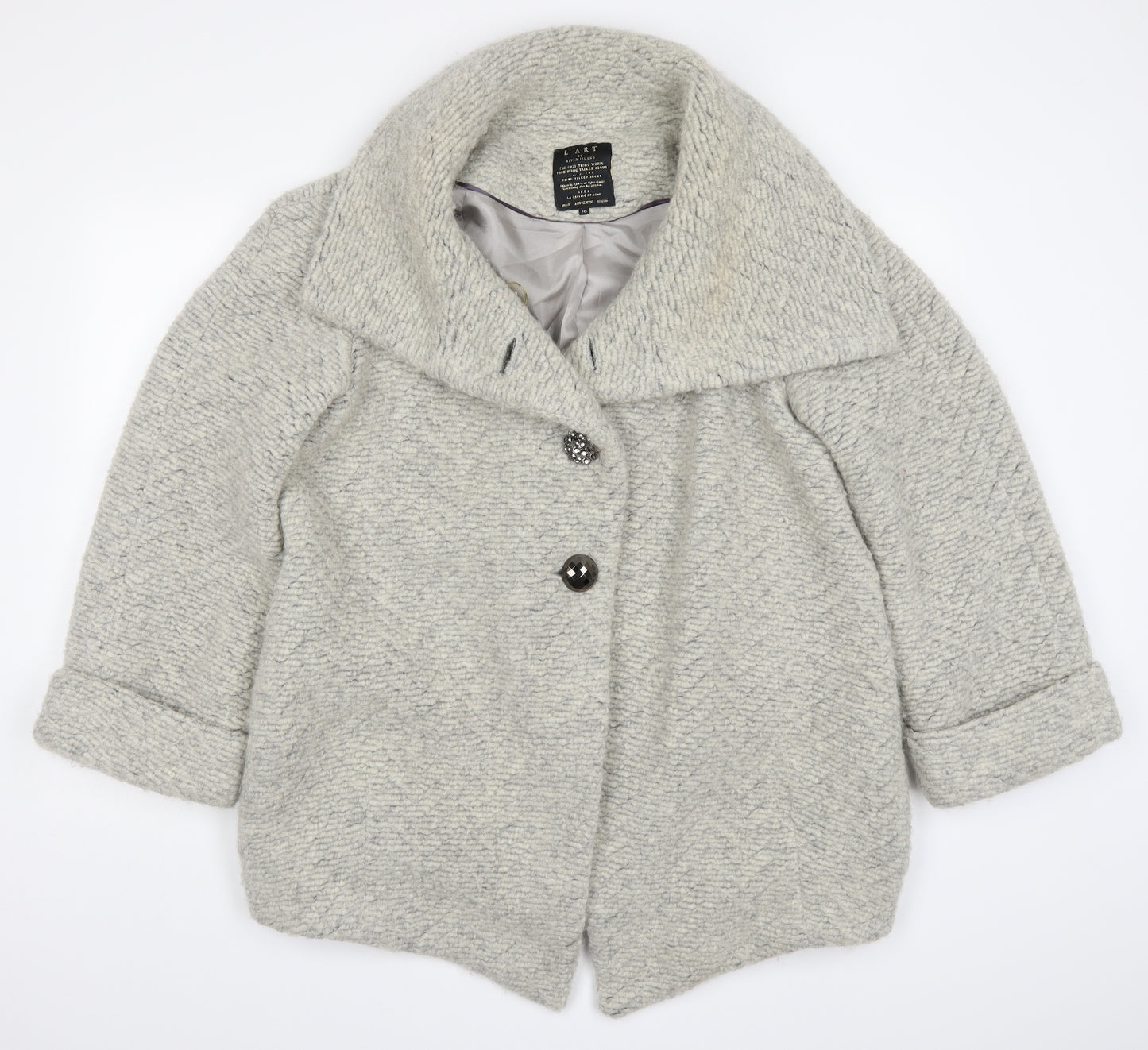 River Island Womens Grey   Overcoat Coat Size 16