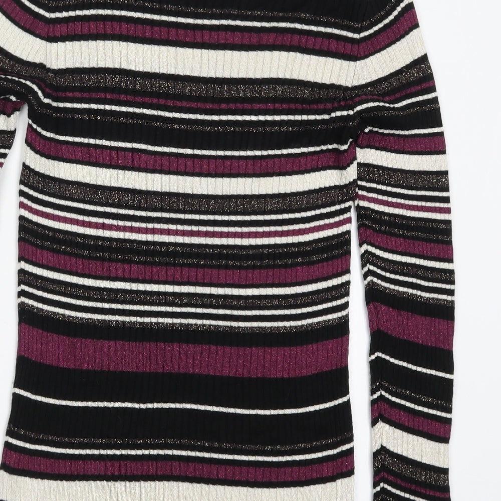 George Womens Purple Striped  Pullover Jumper Size 8