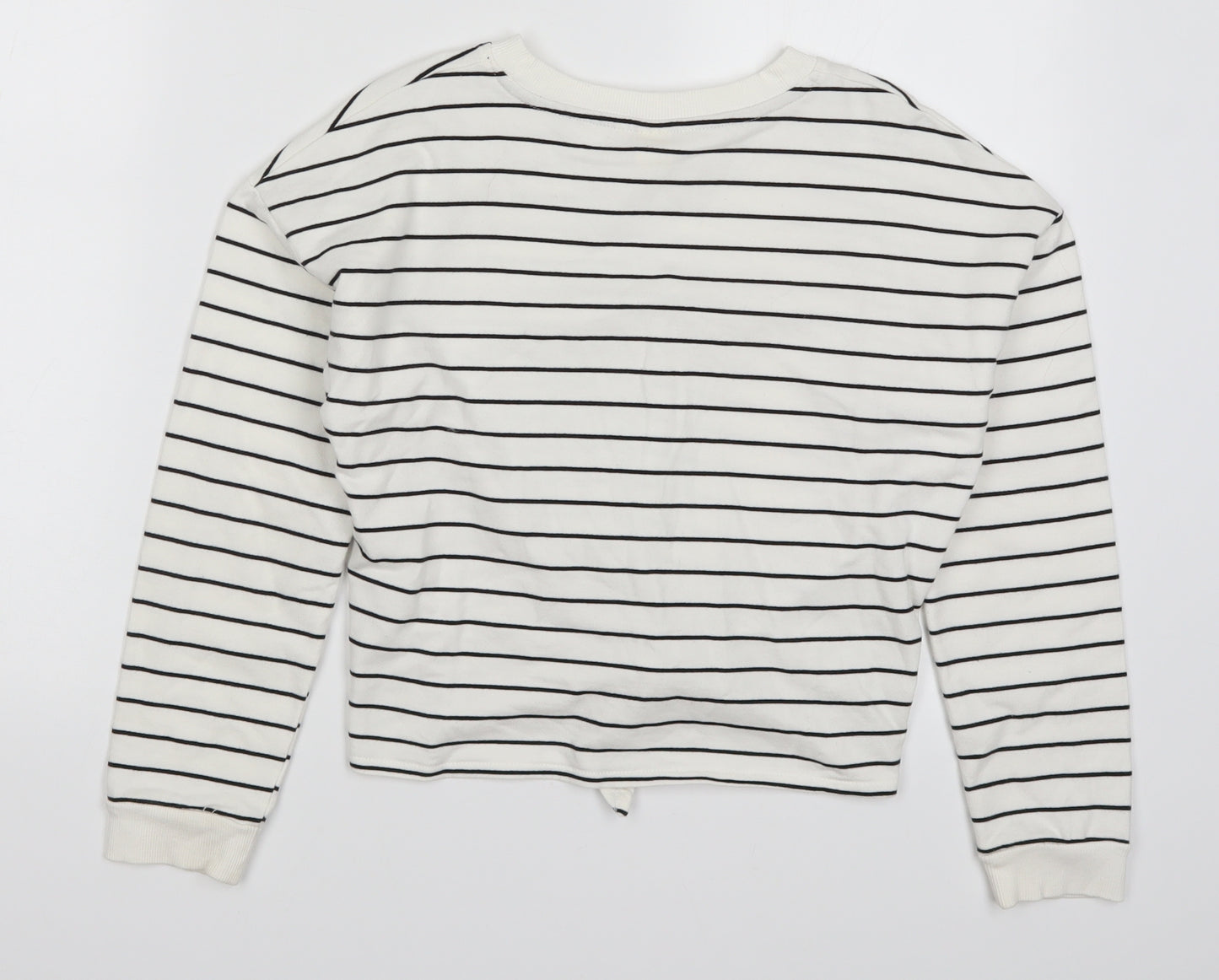 H&M Girls White Striped  Pullover Sweatshirt Size 11-12 Years