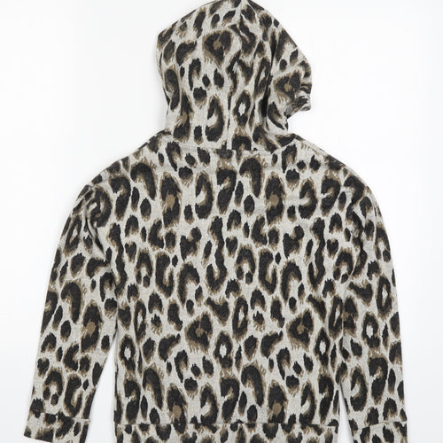 Matalan Girls Brown Animal Print  Pullover Hoodie Size 9 Years