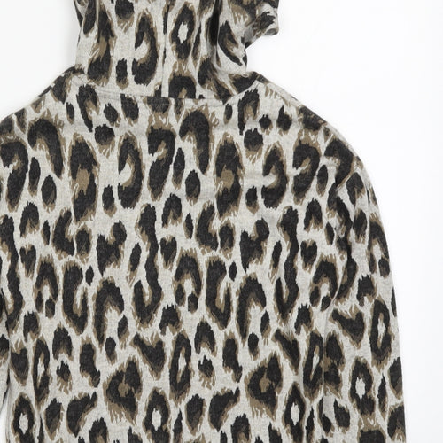 Matalan Girls Brown Animal Print  Pullover Hoodie Size 9 Years