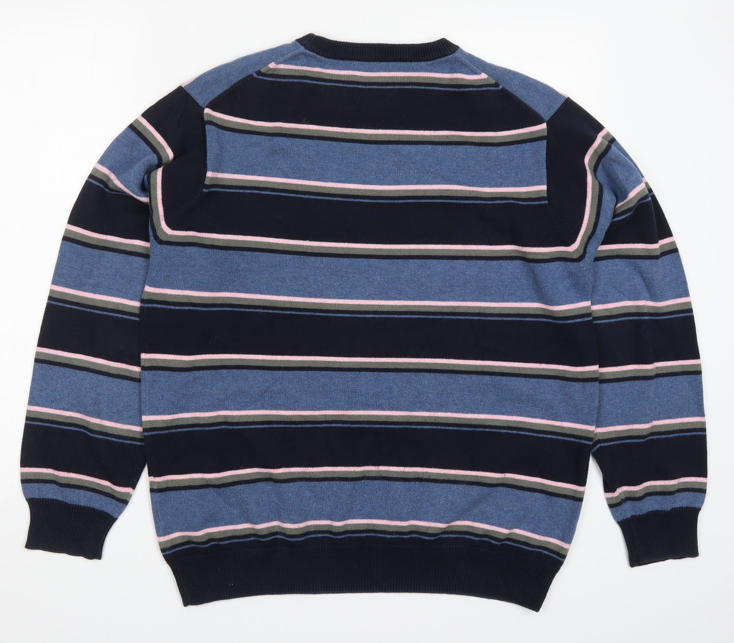 Wolsey Mens Blue Striped Knit Pullover Jumper Size M