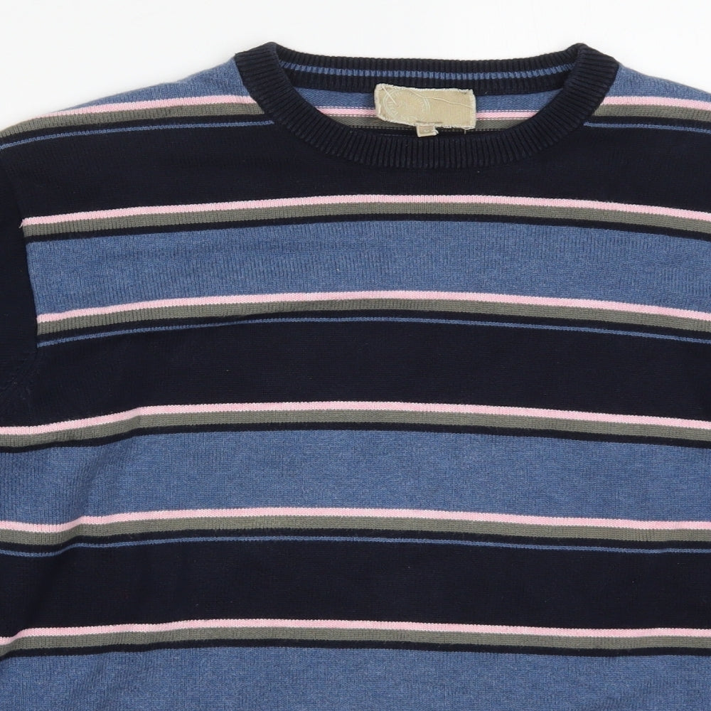 Wolsey Mens Blue Striped Knit Pullover Jumper Size M