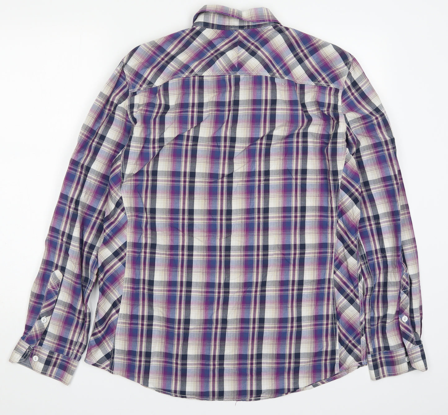 NEXT Mens Purple Check   Button-Up Size L