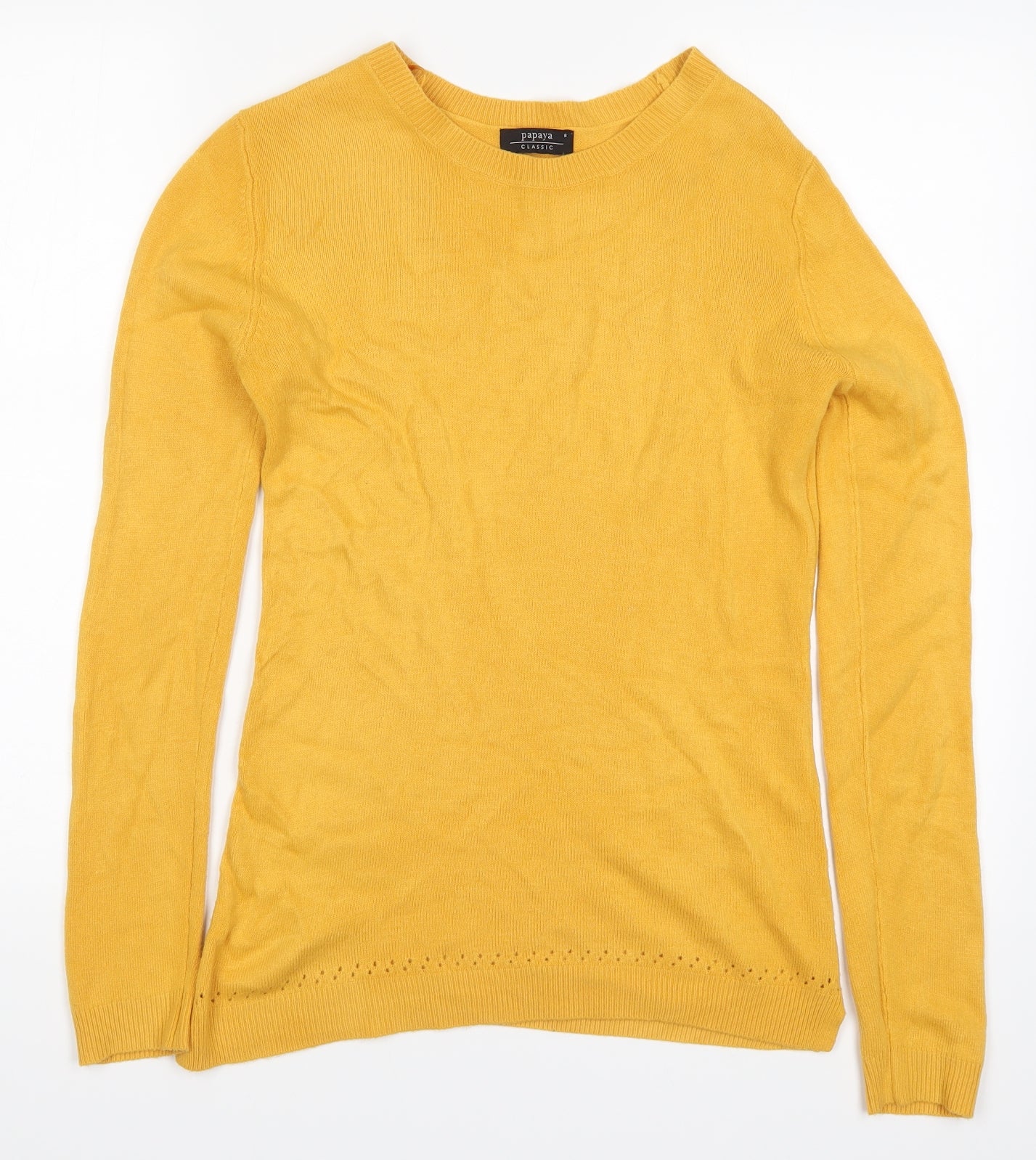 Papaya Womens Yellow  Knit Pullover Jumper Size 8