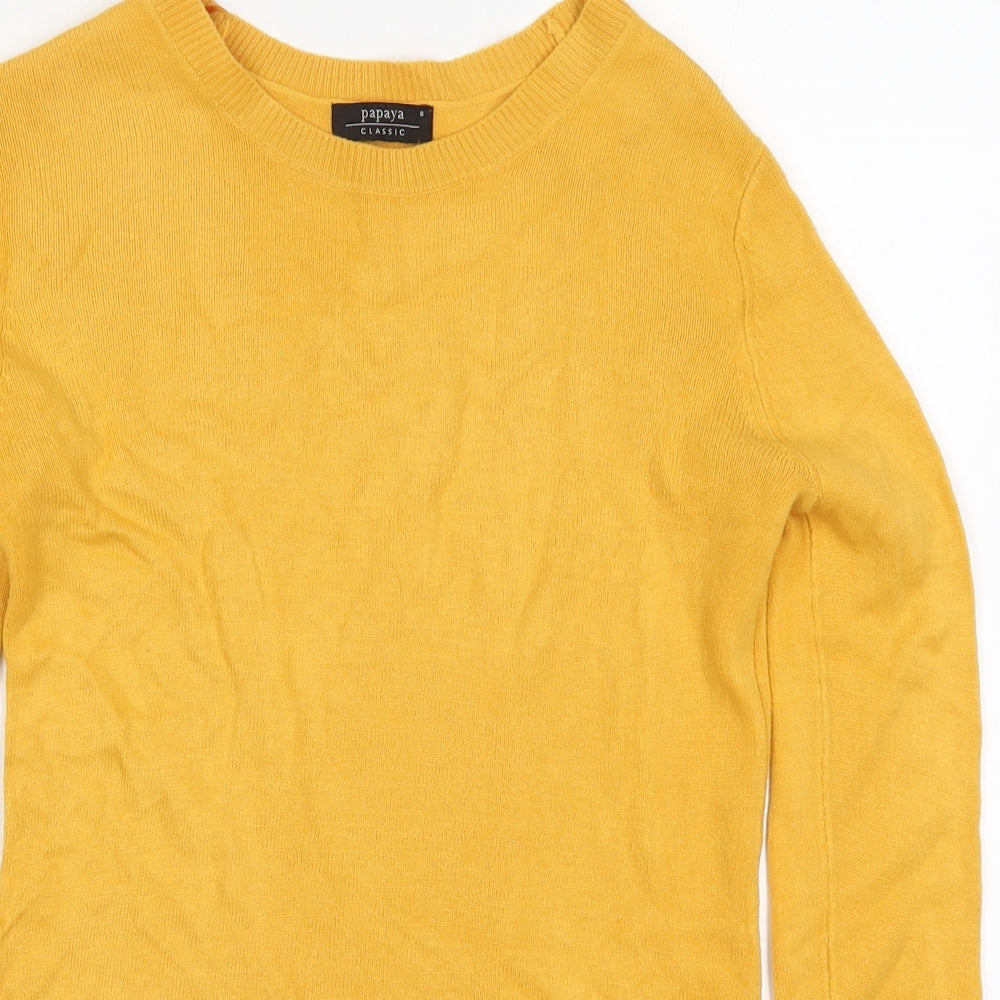 Papaya Womens Yellow  Knit Pullover Jumper Size 8
