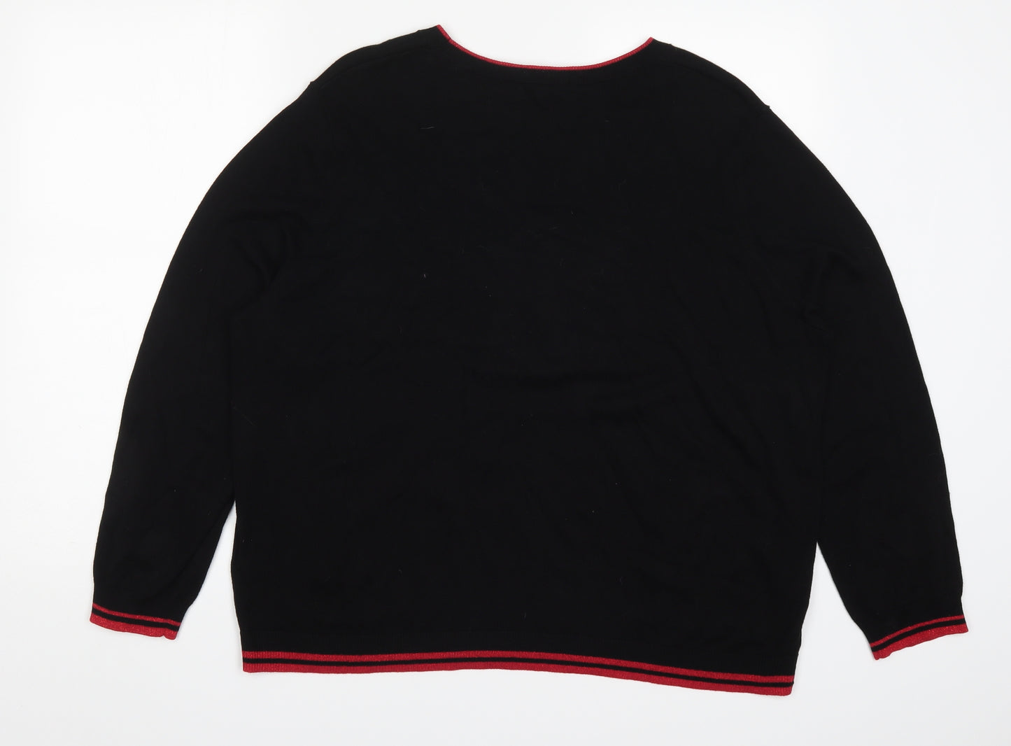 Oasis Womens Black  Knit Pullover Jumper Size 3XL  - Red Lips