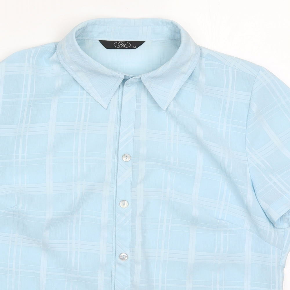 Bonmarché Womens Blue Check  Basic Button-Up Size 14