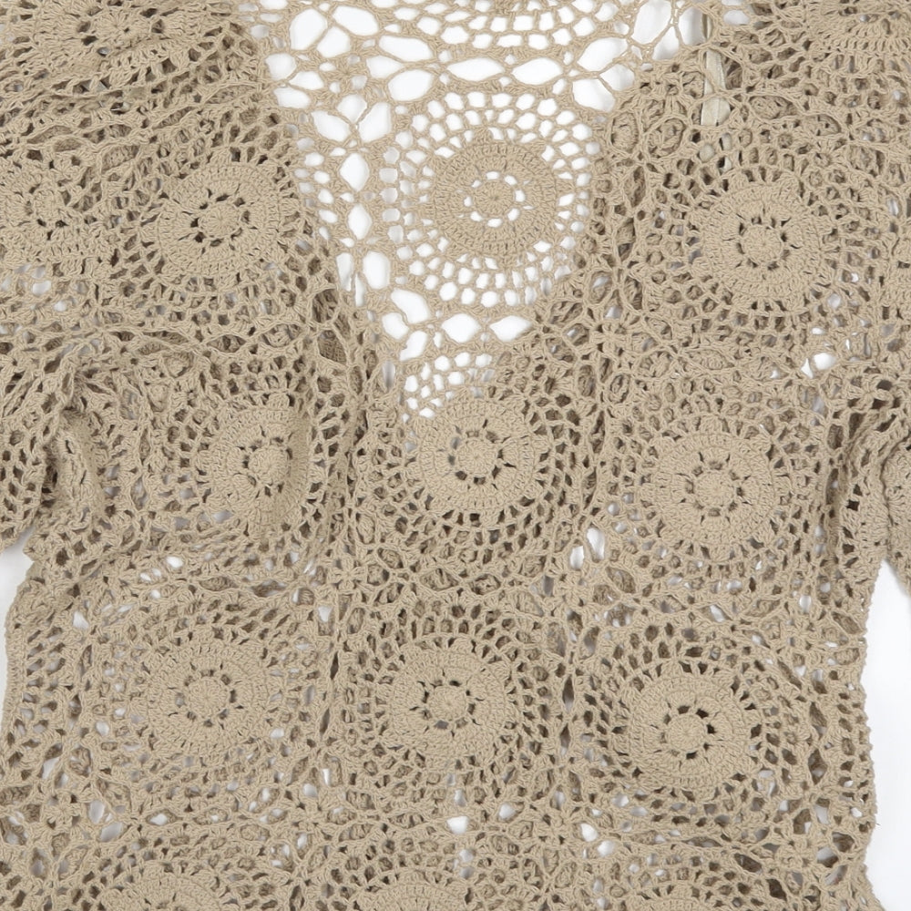 AMARANTO Womens Beige  Knit Cardigan Jumper Size 16