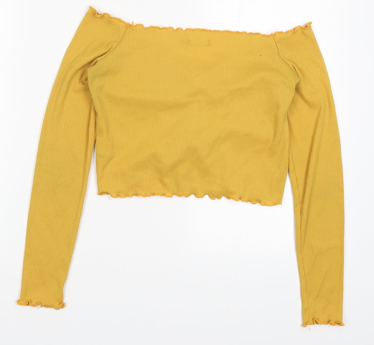 Boohoo Womens Yellow   Cropped T-Shirt Size 12