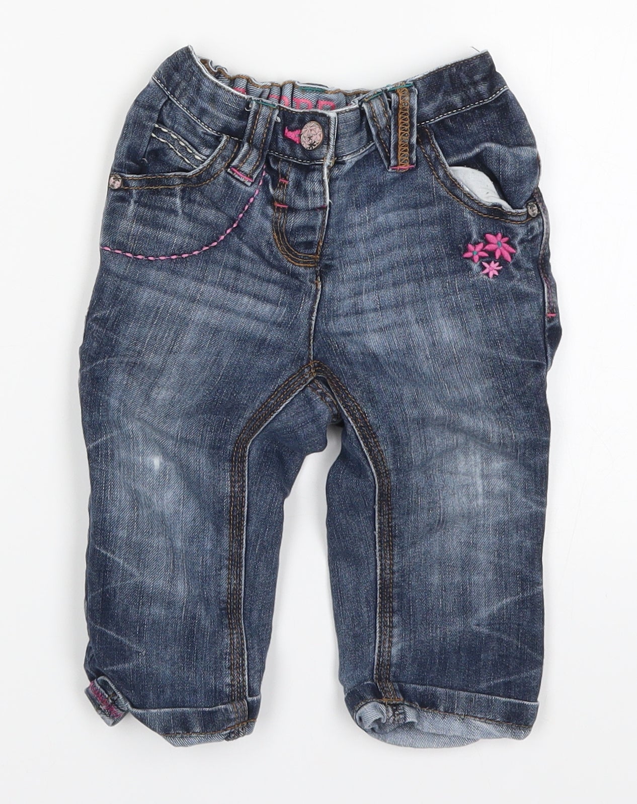 NEXT Girls Blue  Denim Capri Jeans Size 9-12 Months