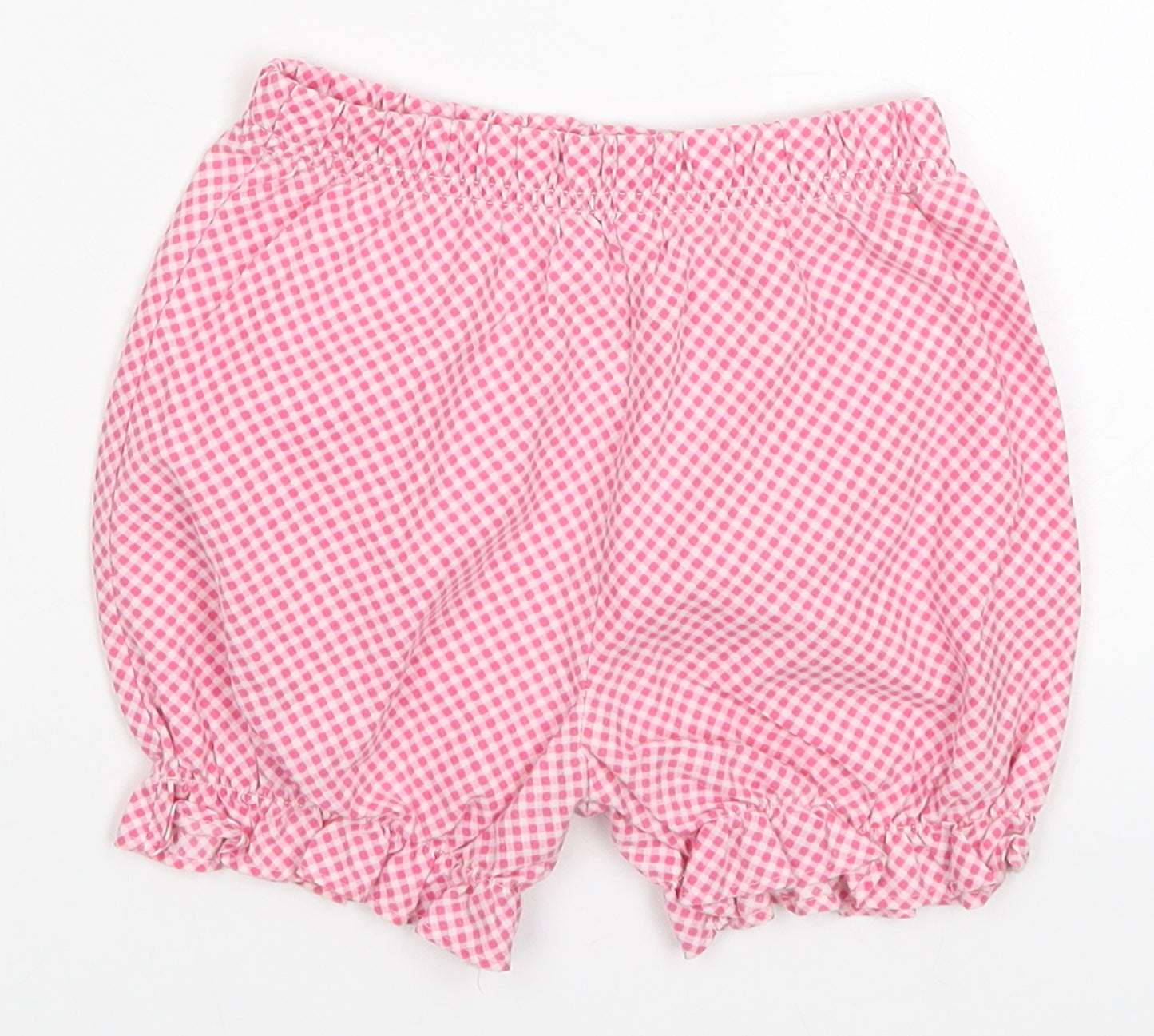 Preworn Girls Pink Check  Cropped Trousers Size 18 Months