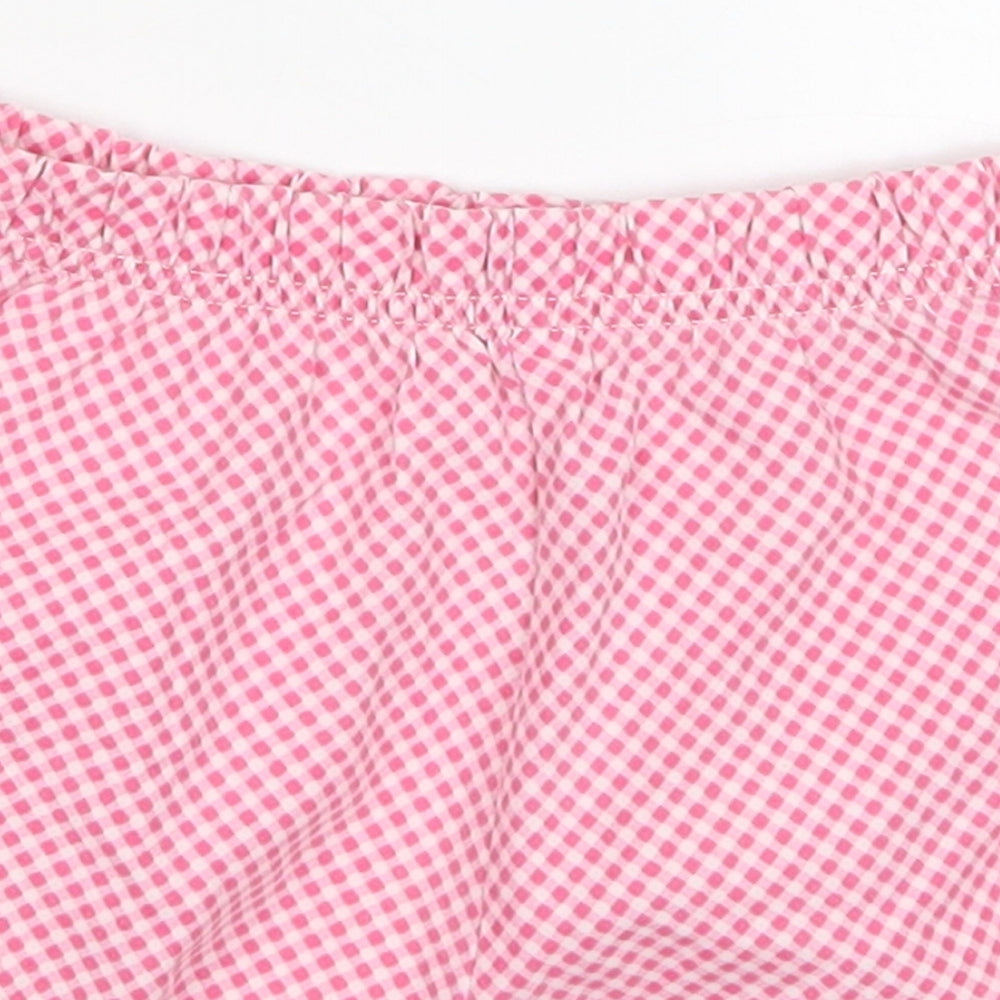 Preworn Girls Pink Check  Cropped Trousers Size 18 Months