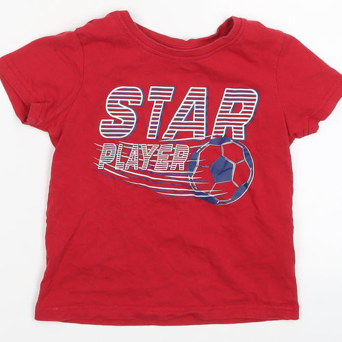Primark Boys Red   Basic T-Shirt Size 4-5 Years  - Star Player