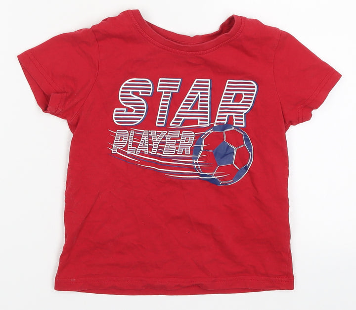 Primark Boys Red   Basic T-Shirt Size 4-5 Years  - Star Player