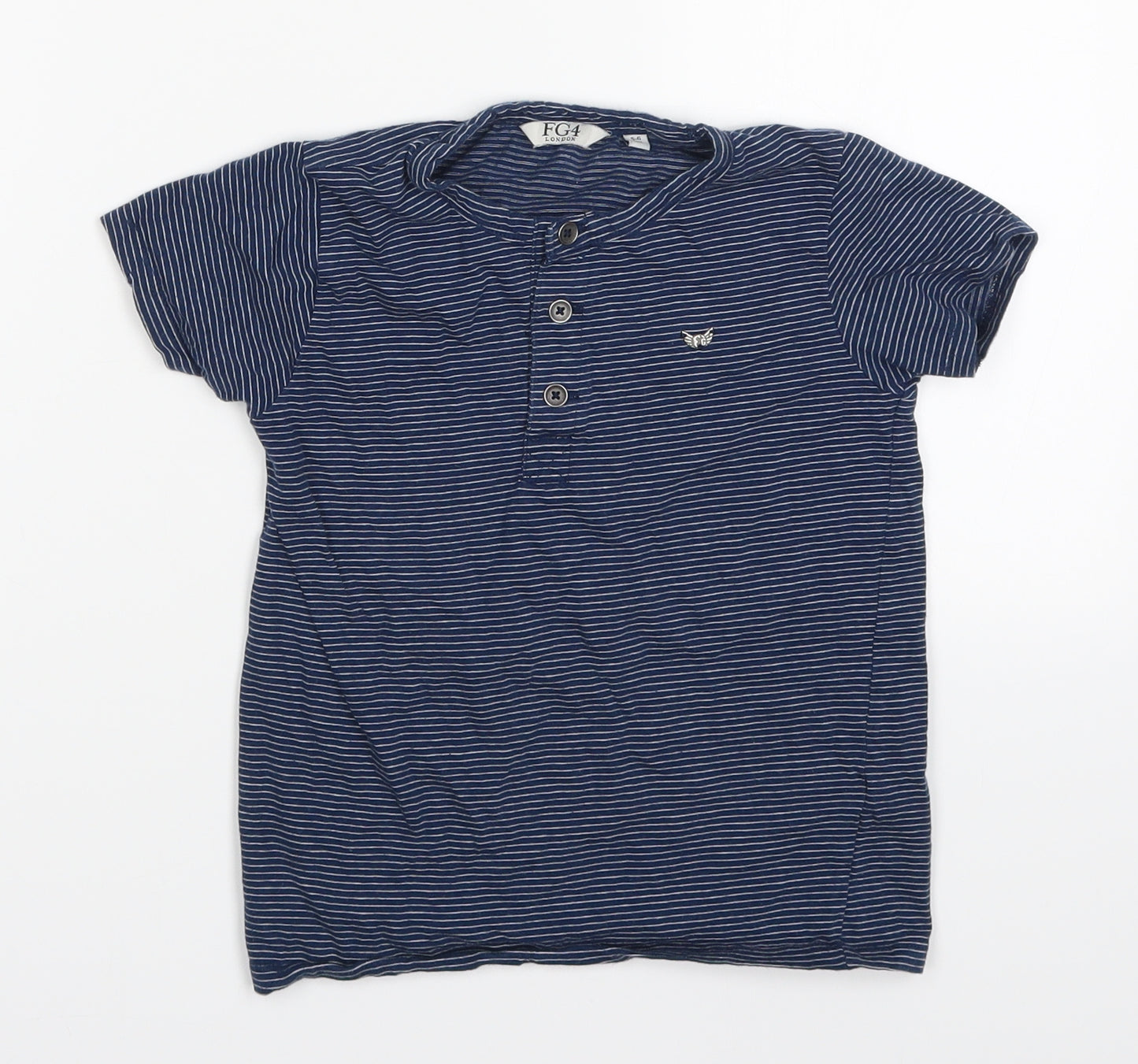 FG4 Boys Blue Striped  Basic T-Shirt Size 5-6 Years