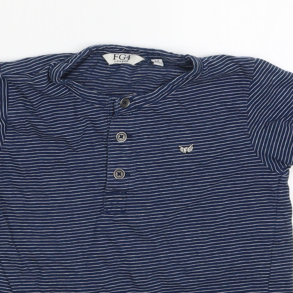 FG4 Boys Blue Striped  Basic T-Shirt Size 5-6 Years