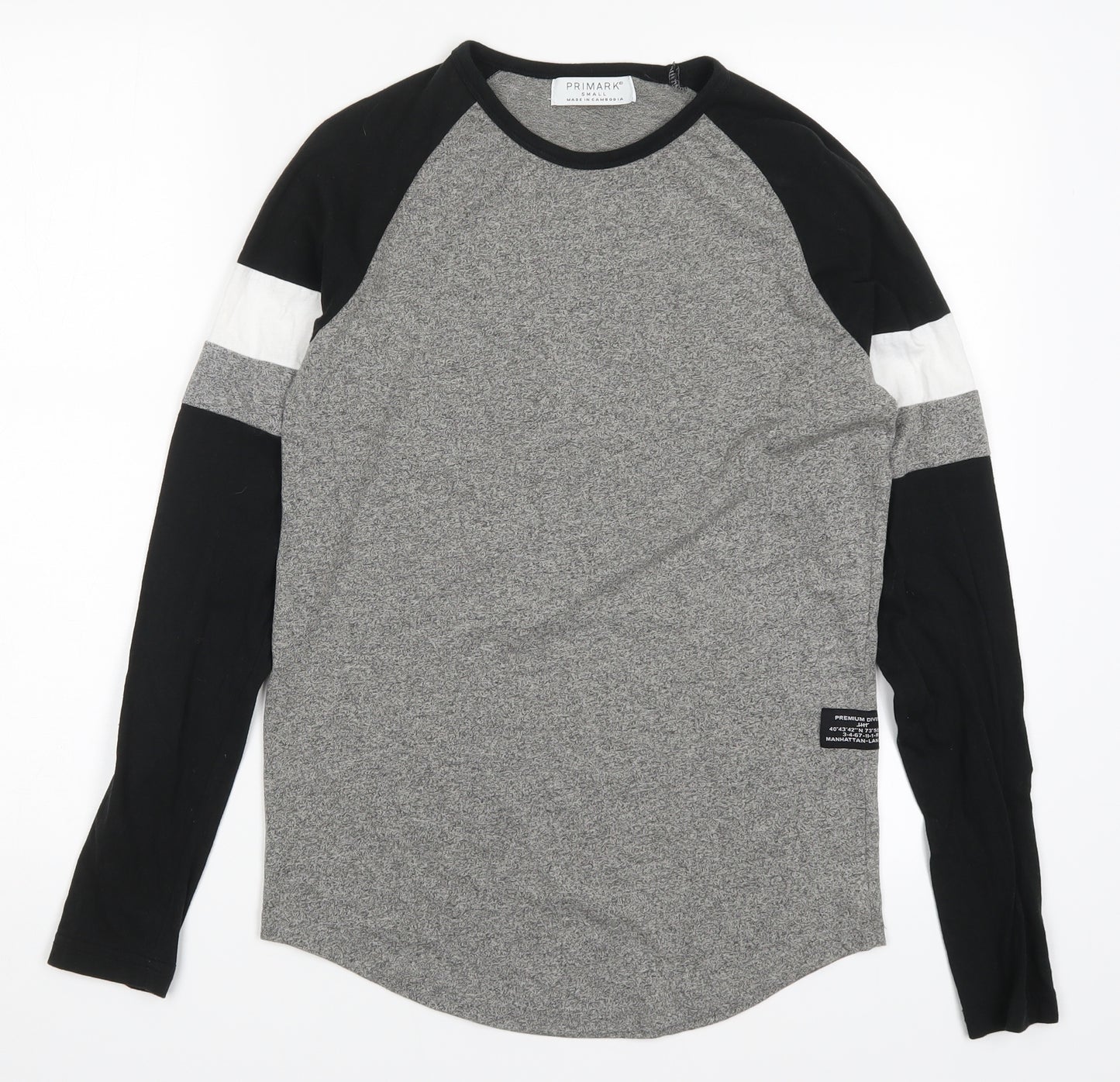 Primark Mens Grey Striped   T-Shirt Size S