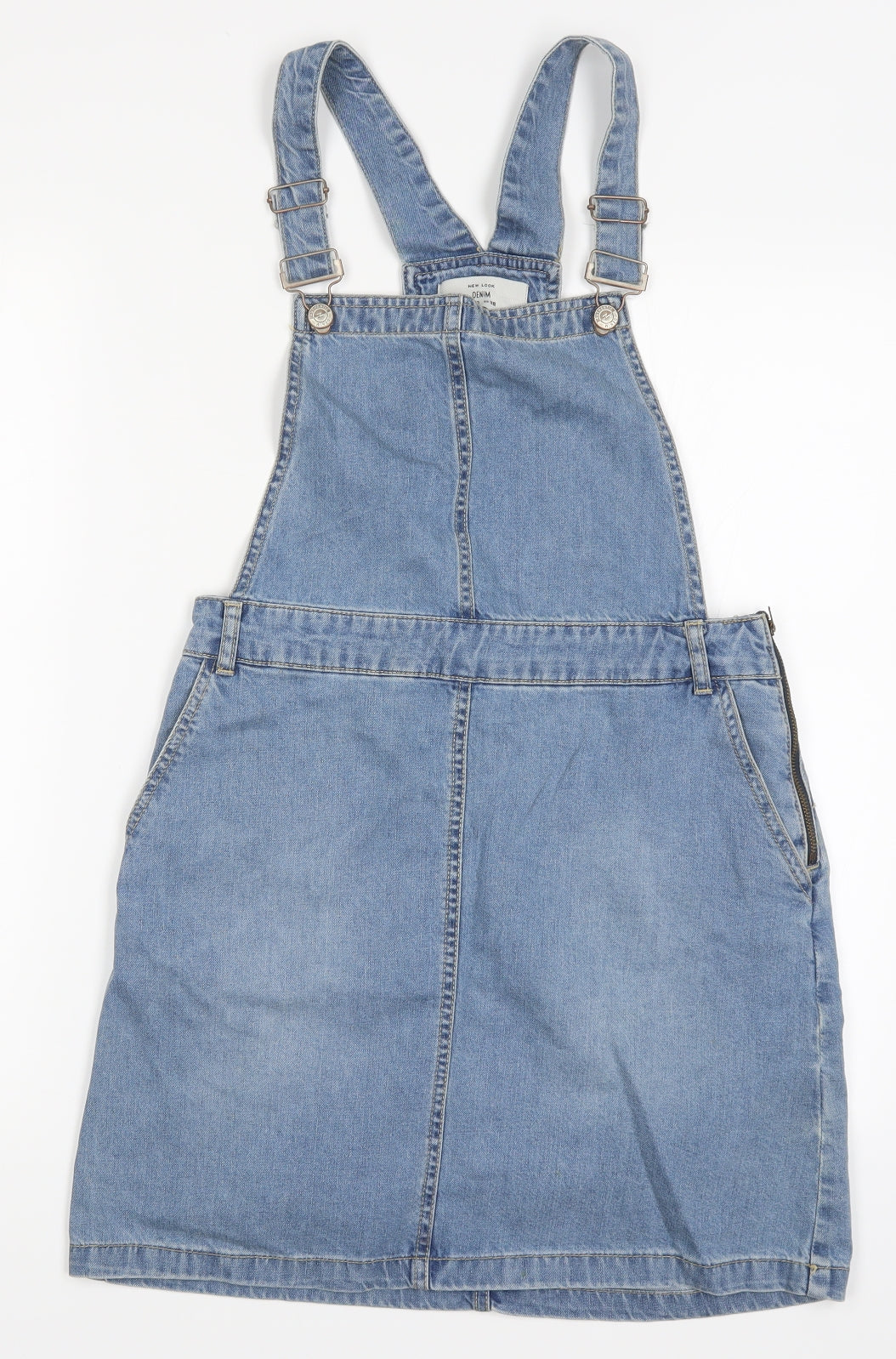 New Look Womens Blue  Denim Pinafore/Dungaree Dress  Size 10