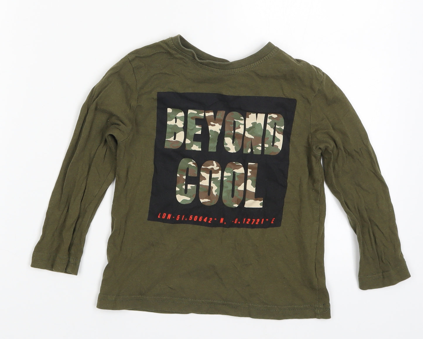 Primark Boys Green   Basic T-Shirt Size 3-4 Years  - Beyond Cool