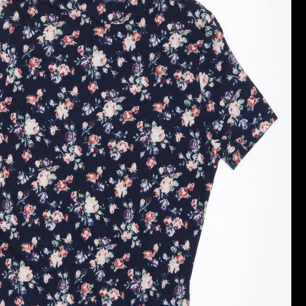 SheIn Womens Blue Floral  Bodysuit One-Piece Size M