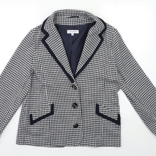Gray Osbourn Womens Black Herringbone  Jacket Blazer Size 14
