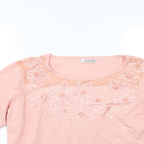 Damart Womens Pink  Knit Pullover Jumper Size 14
