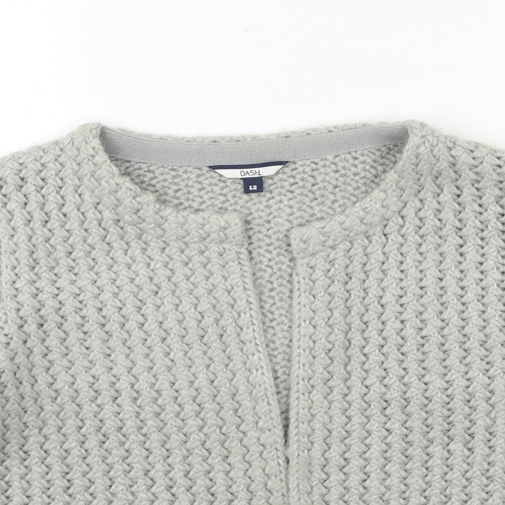 DASH Womens Grey  Knit Cardigan Jumper Size 12