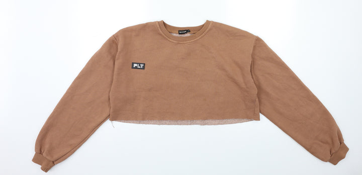 PRETTYLITTLETHING Womens Brown Pullover Sweatshirt Size S
