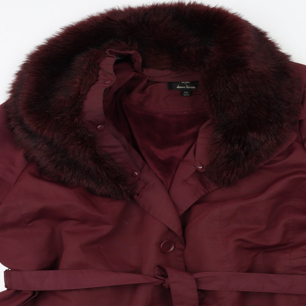Dennis Basso Womens Red   Overcoat Coat Size 3XL