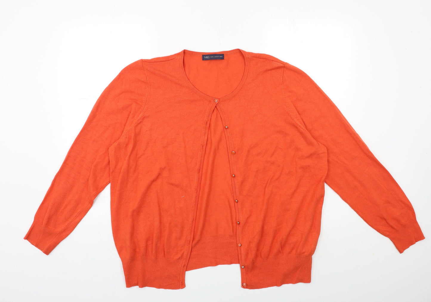 Marks and Spencer Womens Orange  Knit Cardigan Jumper Size 20
