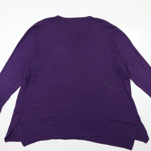 Box2 Womens Purple  Knit Pullover Jumper Size 24