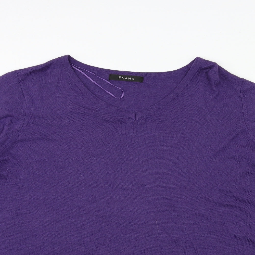 Evans Womens Purple  Knit Pullover Jumper Size 24